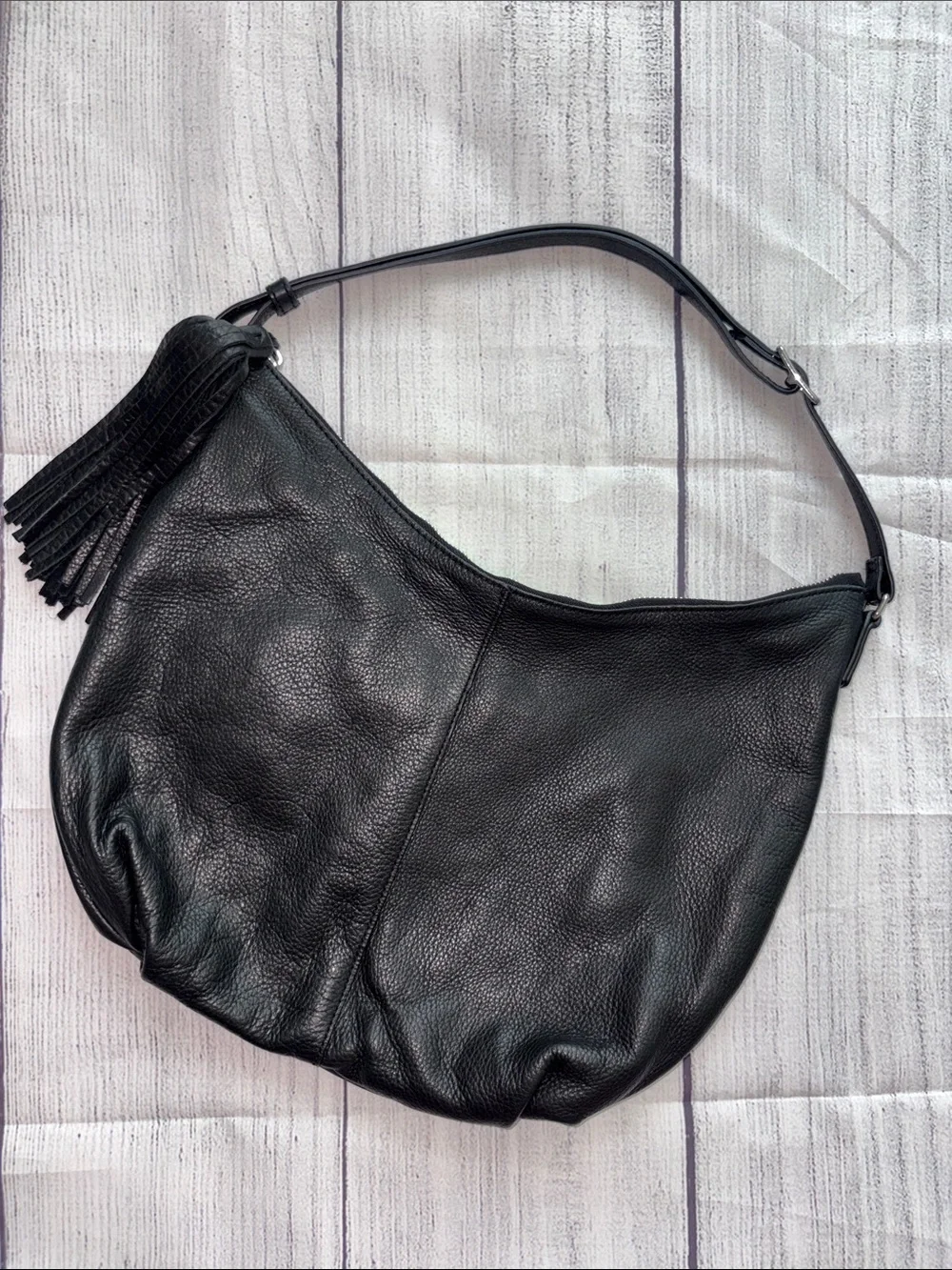 Margot Classic Black Leather Hobo Shoulder Bag
